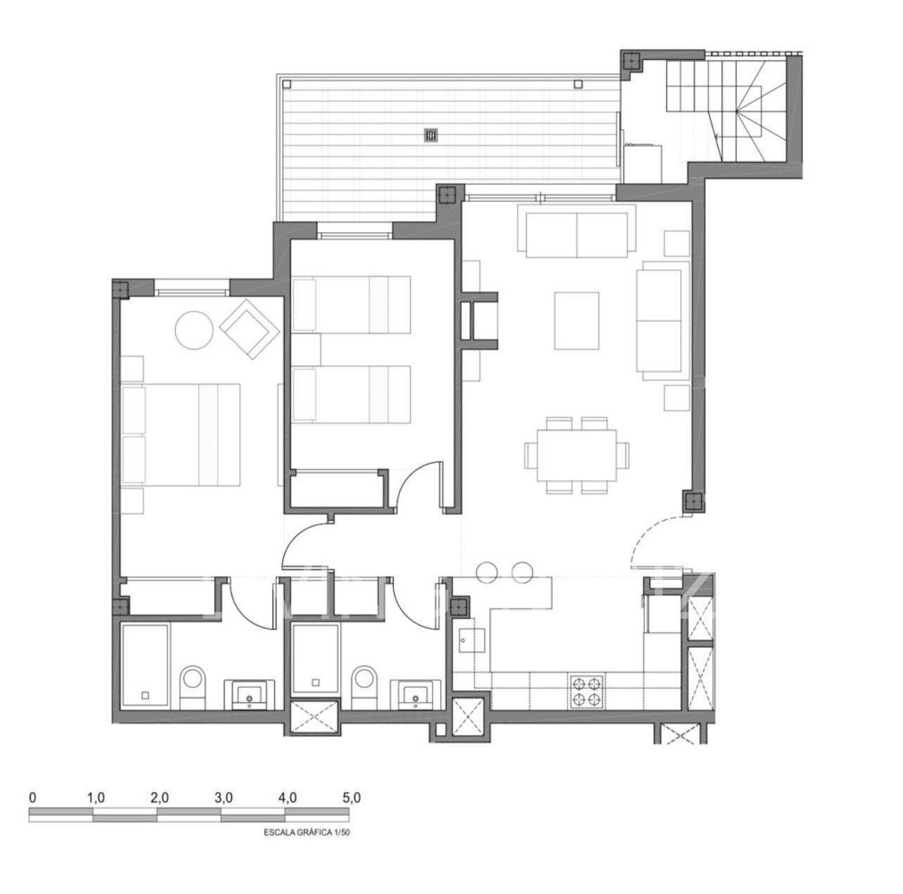 FORMENTERA VIEWS – Exklusives Design-Penthouse mit Meerblick in Ibiza, in einer luxuriösen Wohnanlage in der Stadt Santa Eulalia del Rio