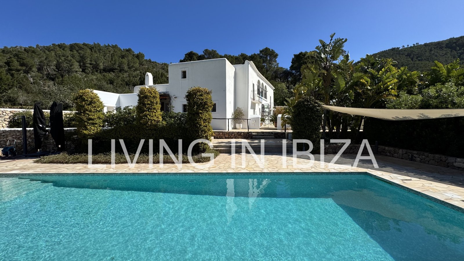 Langfristige Vermietung: Einzigartige ibizenkische Finca, vollständig renoviert, unmöbliert, mit beheizbarem Pool und Gästelounge in San Juan, Ibiza