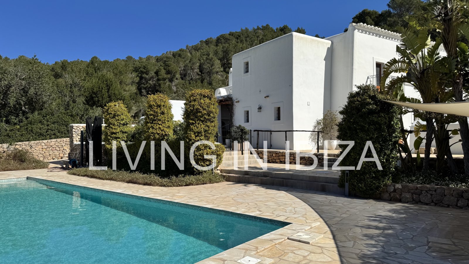 Langfristige Vermietung: Einzigartige ibizenkische Finca, vollständig renoviert, unmöbliert, mit beheizbarem Pool und Gästelounge in San Juan, Ibiza