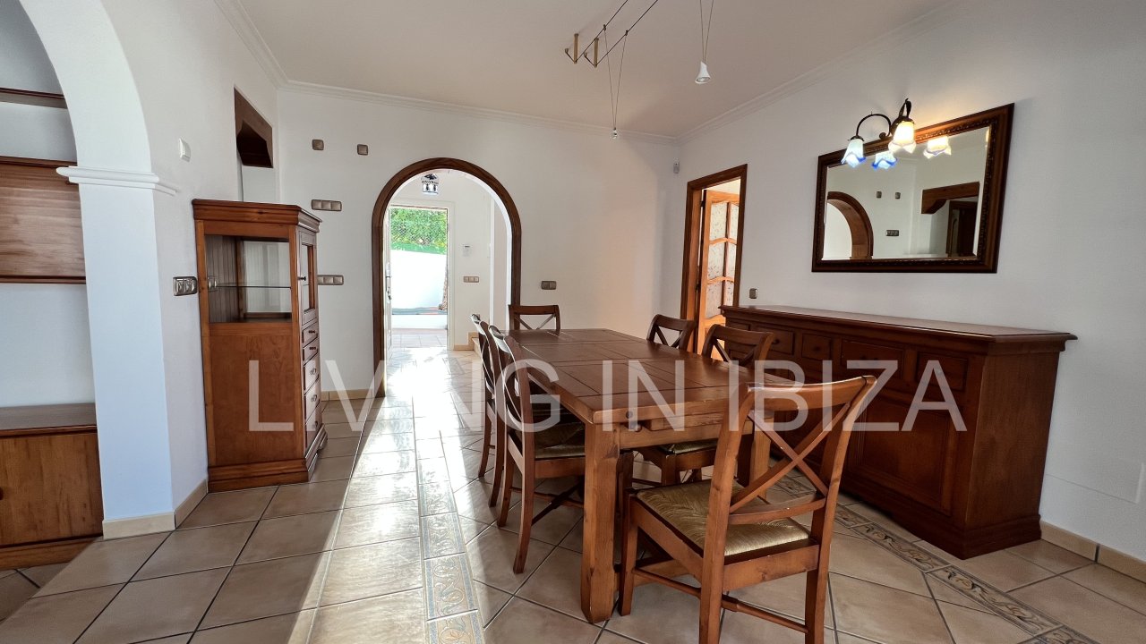 Long term rental / annual contract. Charming two-storey house in Siesta, Santa Eulalia, Ibiza. Stunning sea views from the terrace.