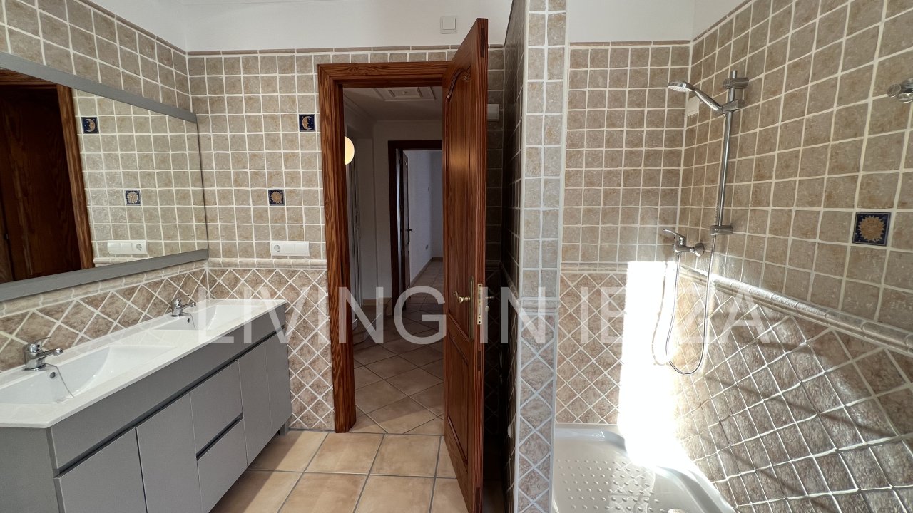 Long term rental / annual contract. Charming two-storey house in Siesta, Santa Eulalia, Ibiza. Stunning sea views from the terrace.