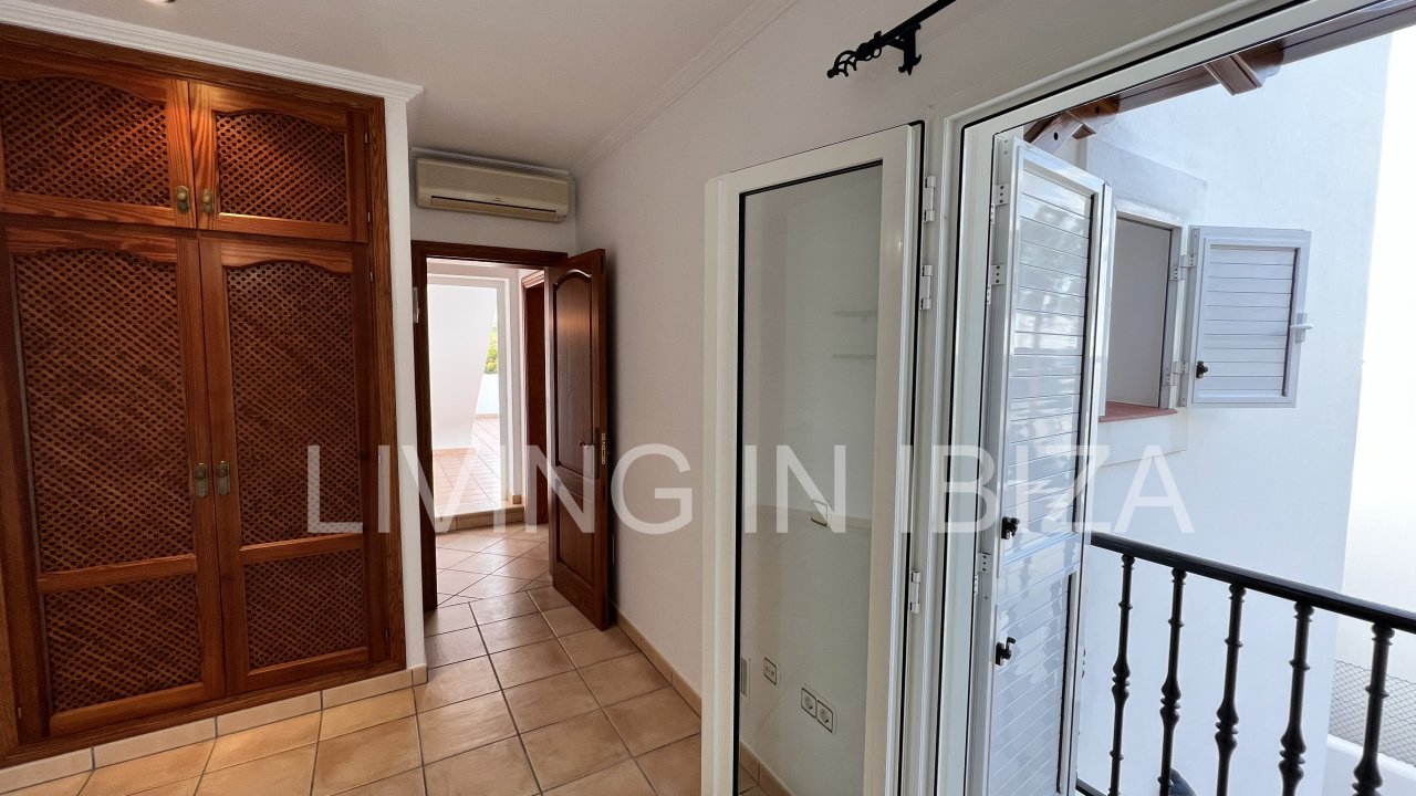 Long term rental / annual contract. Charming two-storey house in Siesta, Santa Eulalia, Ibiza. Stunning sea views from the terrace.