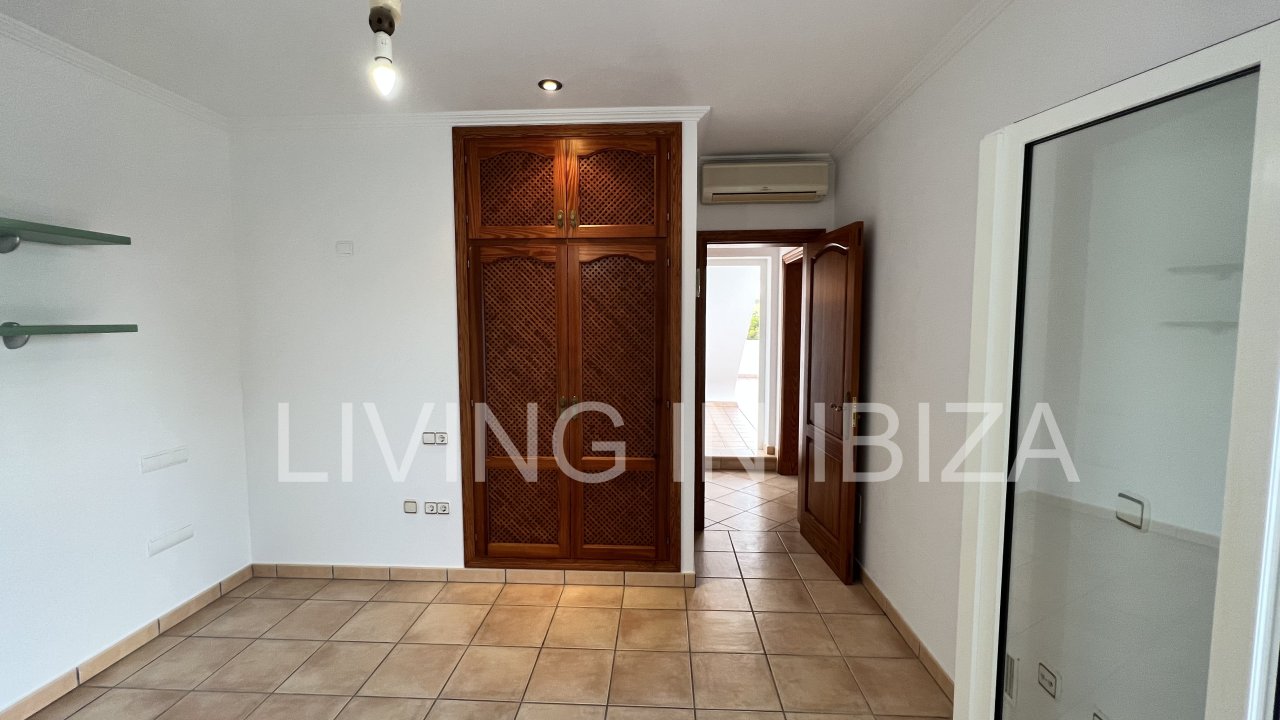 Long term rental / annual contract. Charming two-storey house in Siesta, Santa Eulalia, Ibiza. Stunning sea views from the terrace.