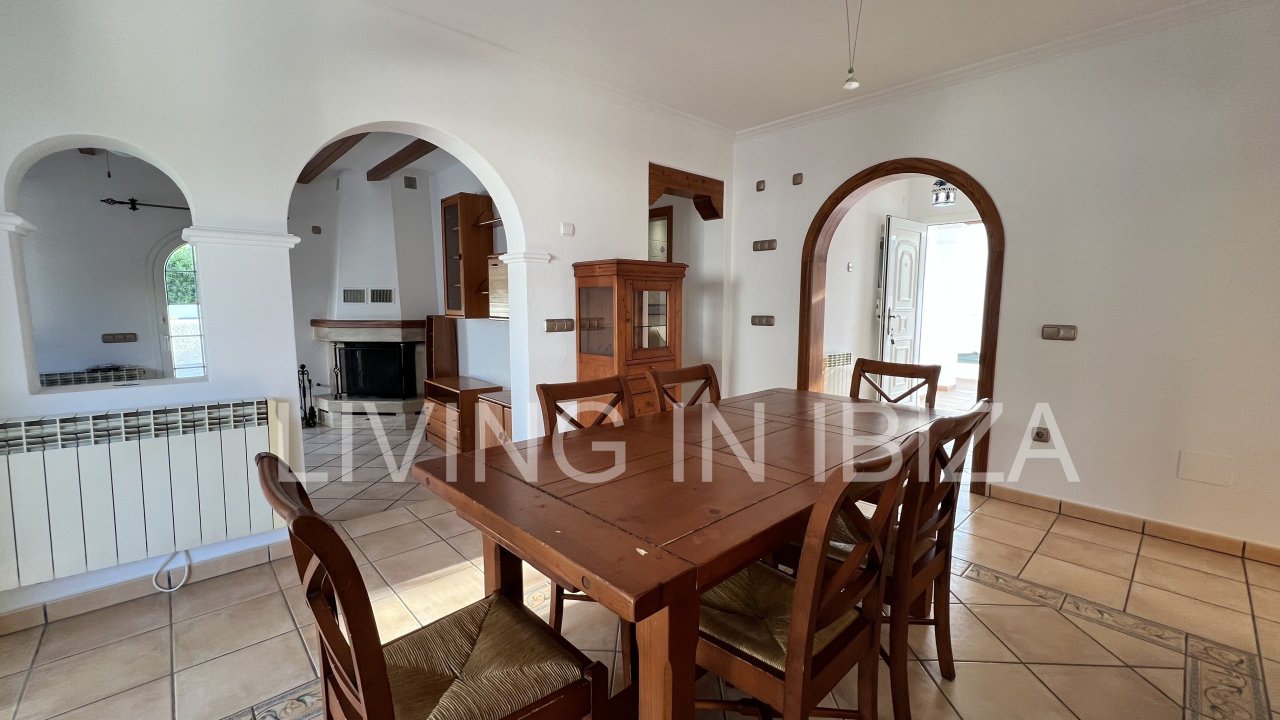 Long term rental / annual contract. Charming two-storey house in Siesta, Santa Eulalia, Ibiza. Stunning sea views from the terrace.