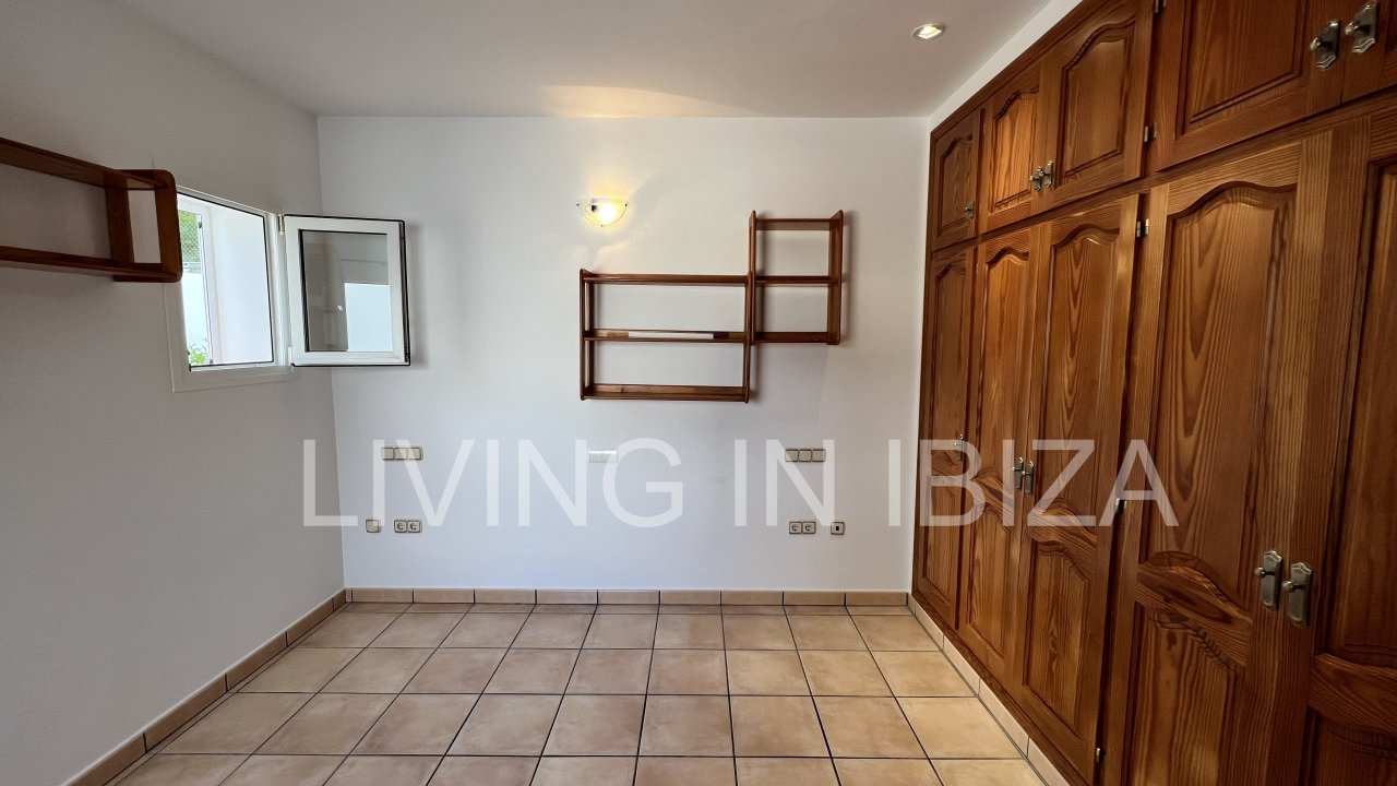 Long term rental / annual contract. Charming two-storey house in Siesta, Santa Eulalia, Ibiza. Stunning sea views from the terrace.