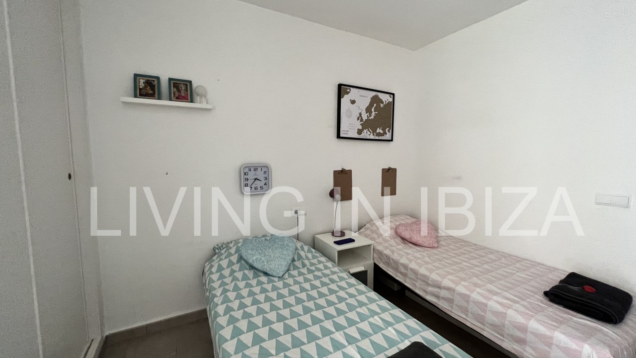 Long term rental / annual contract, modern and recently renovated apartment with sea views and with a balcony in Santa Eulalia del Rio, Ibiza