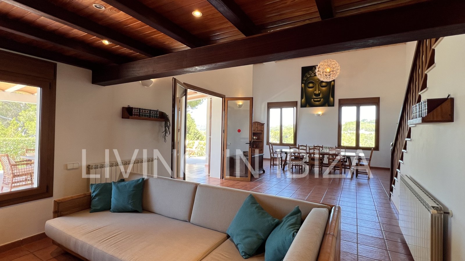  Attractive and spacious villa with Pool and sea views for seasonal rent in San Carlos, Santa Eulalia del Río, Ibiza, near Cala Nova, Cala Llenya 