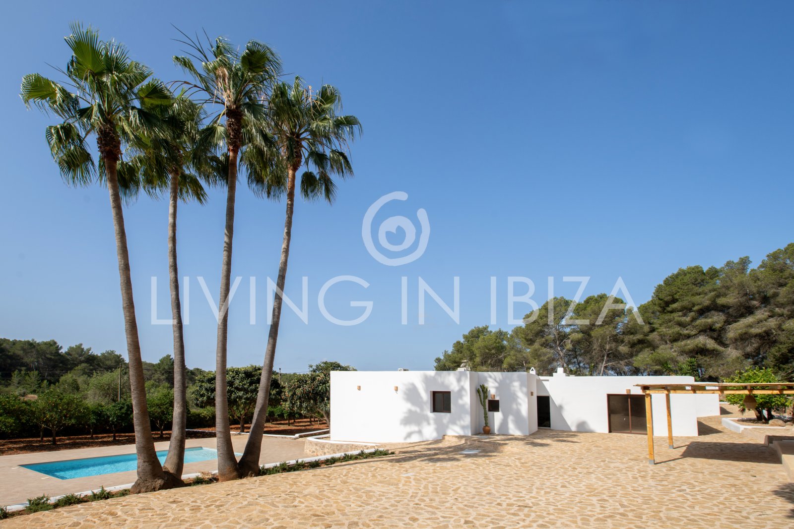 Santa Gertrudis, San Lorenzo long term rental annual rent comfortable villa with salt pool in Ibiza private rural area to let close to Morna College