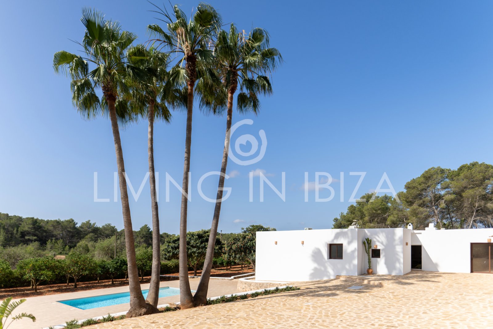 Santa Gertrudis, San Lorenzo long term rental annual rent comfortable villa with salt pool in Ibiza private rural area to let close to Morna College