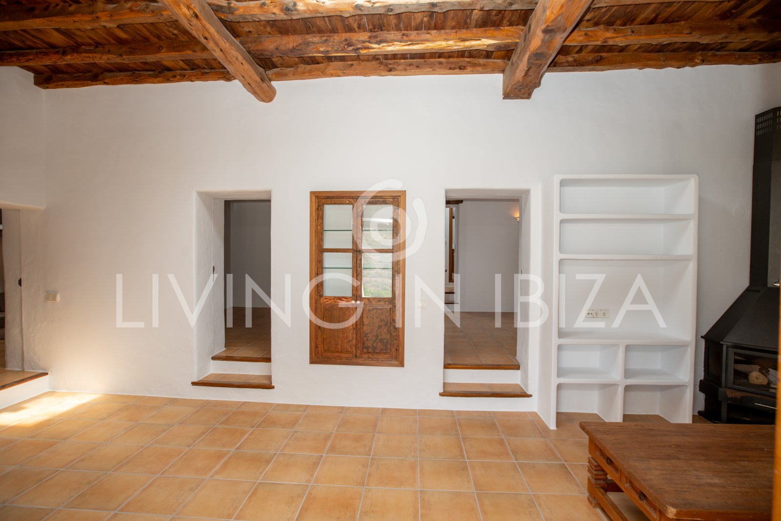 Typical Ibizan Finca in 2 floors with pool and no close neighbours for long term rental in Santa Eulalia del Rio, Ibiza.