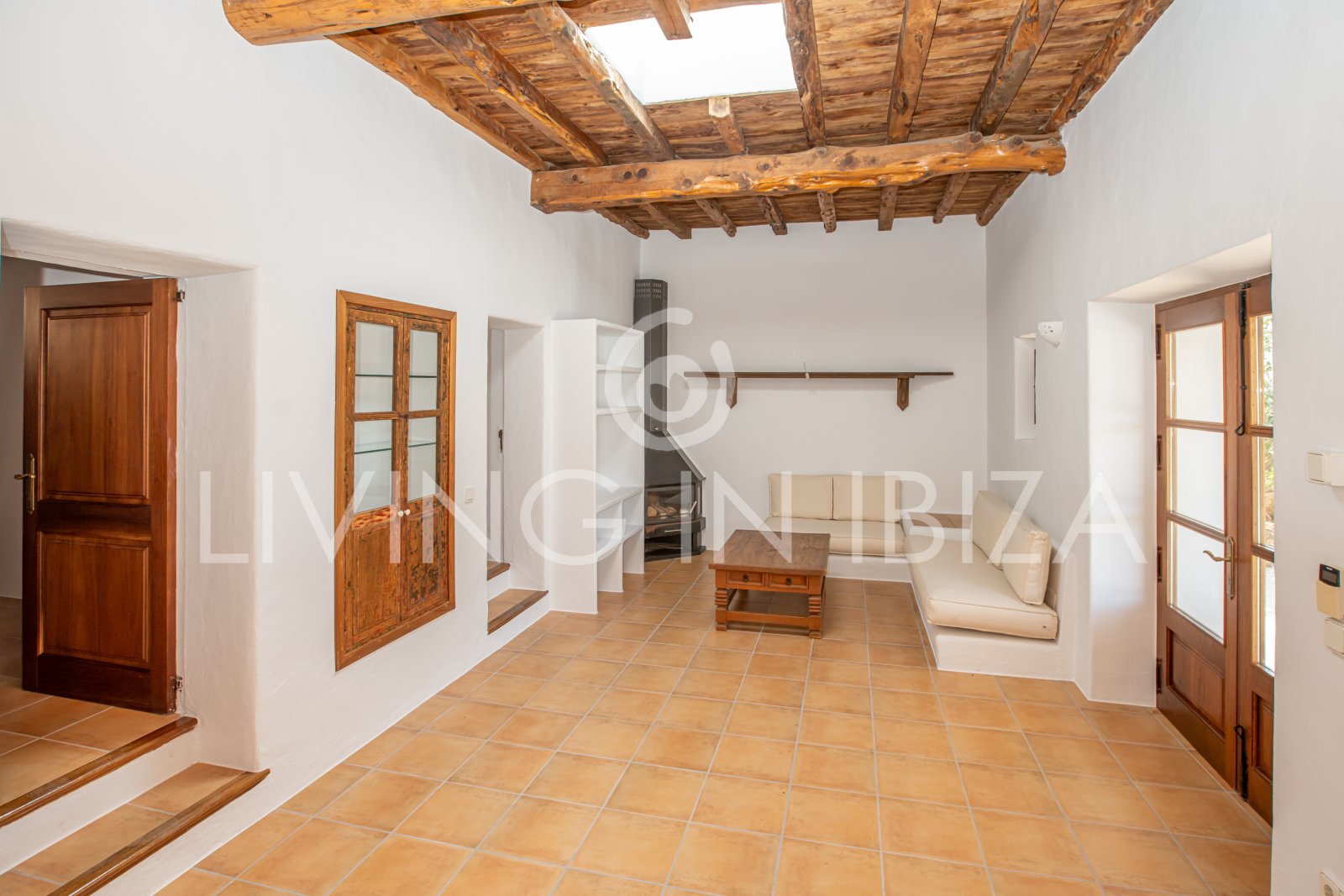 Typical Ibizan Finca in 2 floors with pool and no close neighbours for long term rental in Santa Eulalia del Rio, Ibiza.