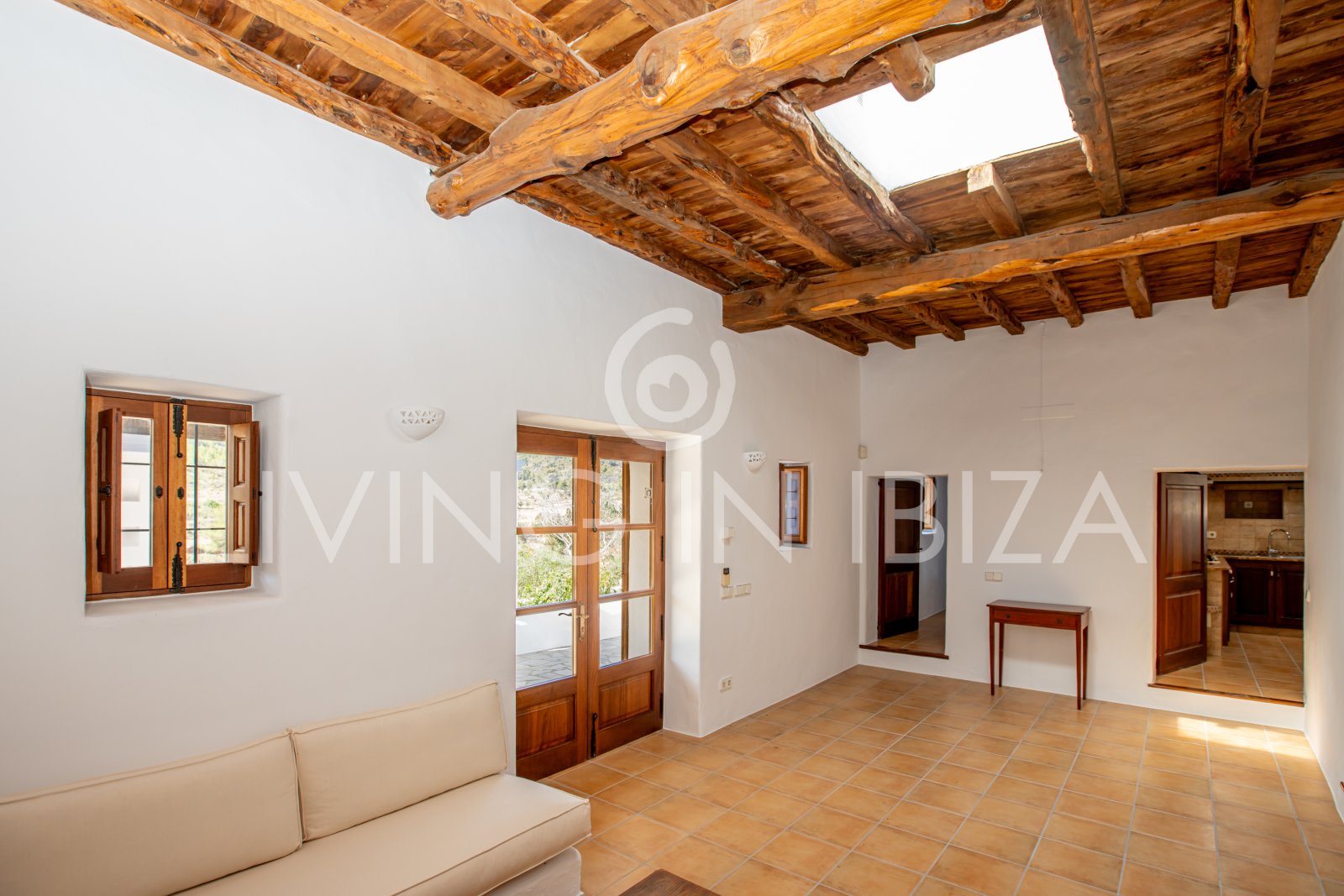 Typical Ibizan Finca in 2 floors with pool and no close neighbours for long term rental in Santa Eulalia del Rio, Ibiza.