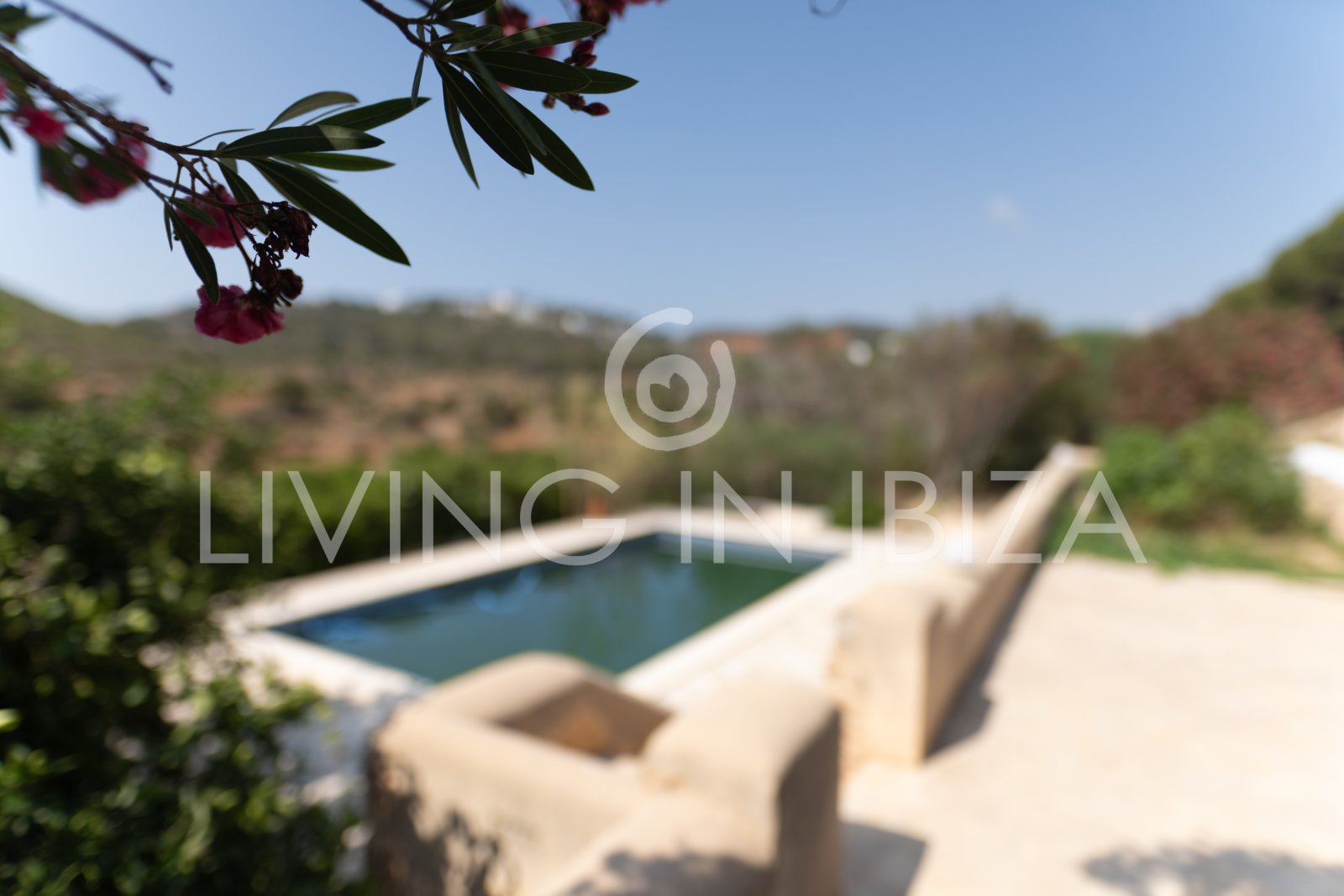 Typical Ibizan Finca in 2 floors with pool and no close neighbours for long term rental in Santa Eulalia del Rio, Ibiza.