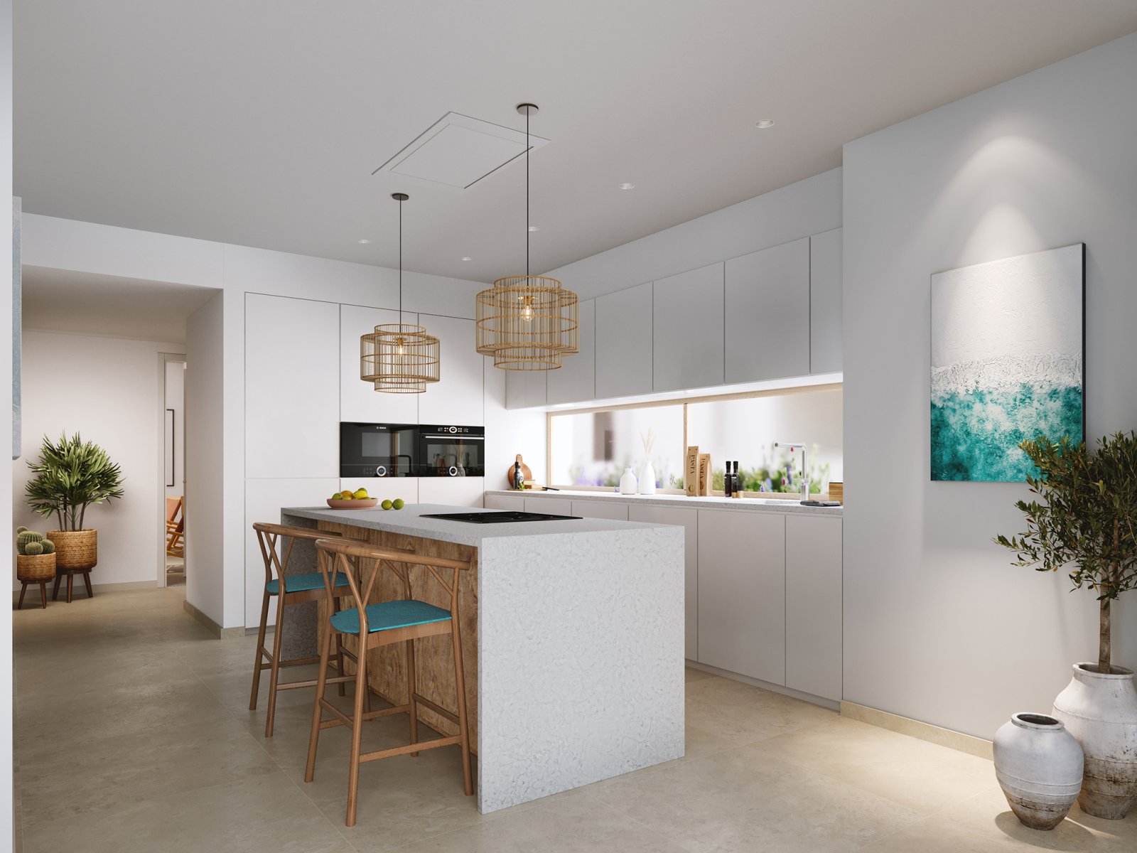 New apartment in Eulalia, Ibiza, nearing completion, with parking space and storage room included.