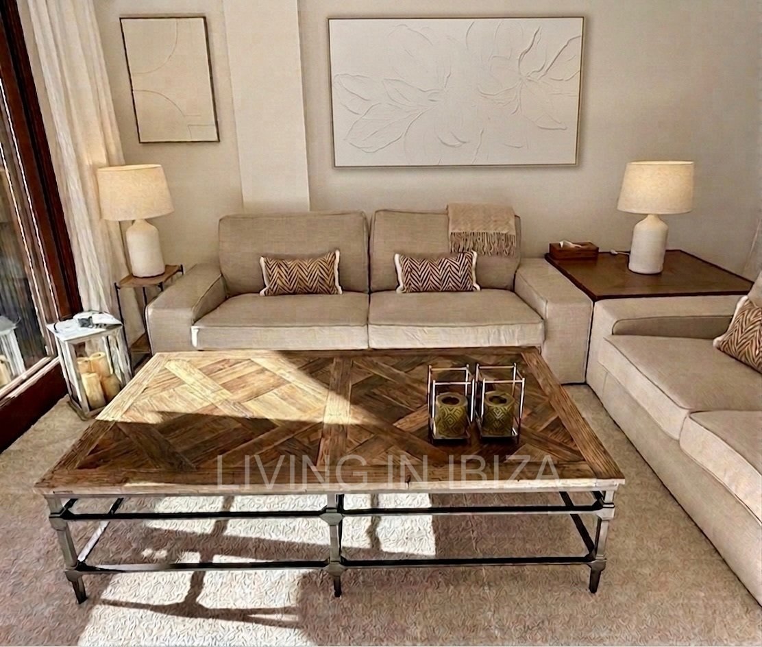 Seasonal rental. Mediterranean elegance in a privileged setting within a seafront residential community in Santa Eulalia del Río, Ibiza.