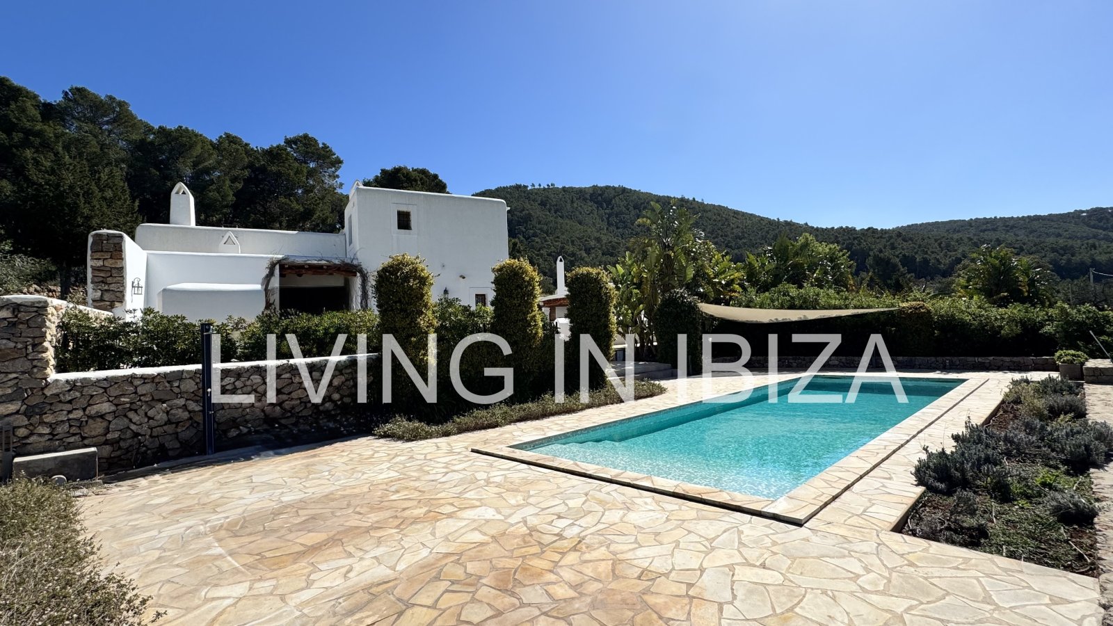 Long-term / annual rental: Unique Ibizan finca, fully renovated, unfurnished, heated swimming pool, annex with guest lounge in San Juan, Ibiza