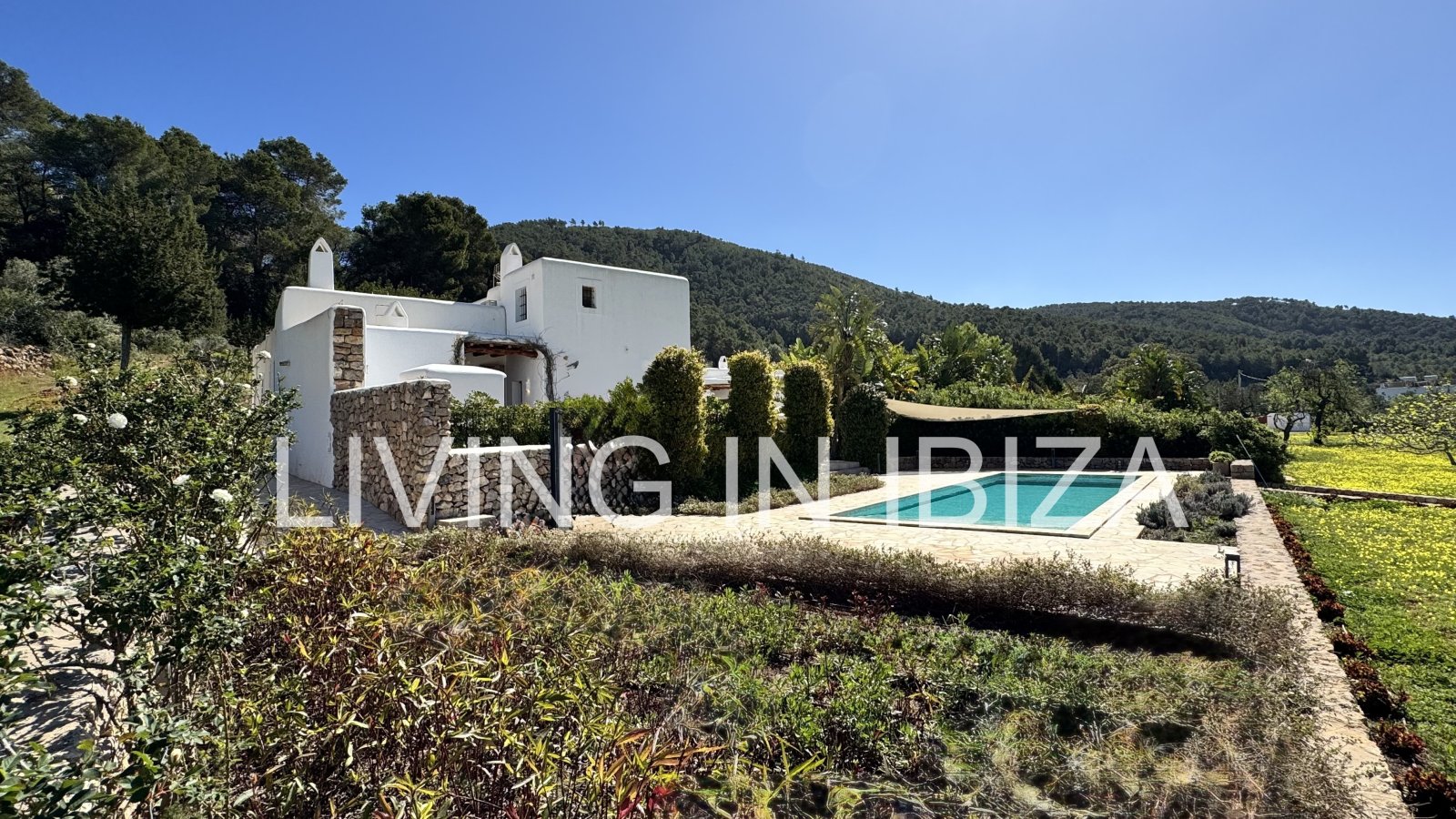 Long-term / annual rental: Unique Ibizan finca, fully renovated, unfurnished, heated swimming pool, annex with guest lounge in San Juan, Ibiza