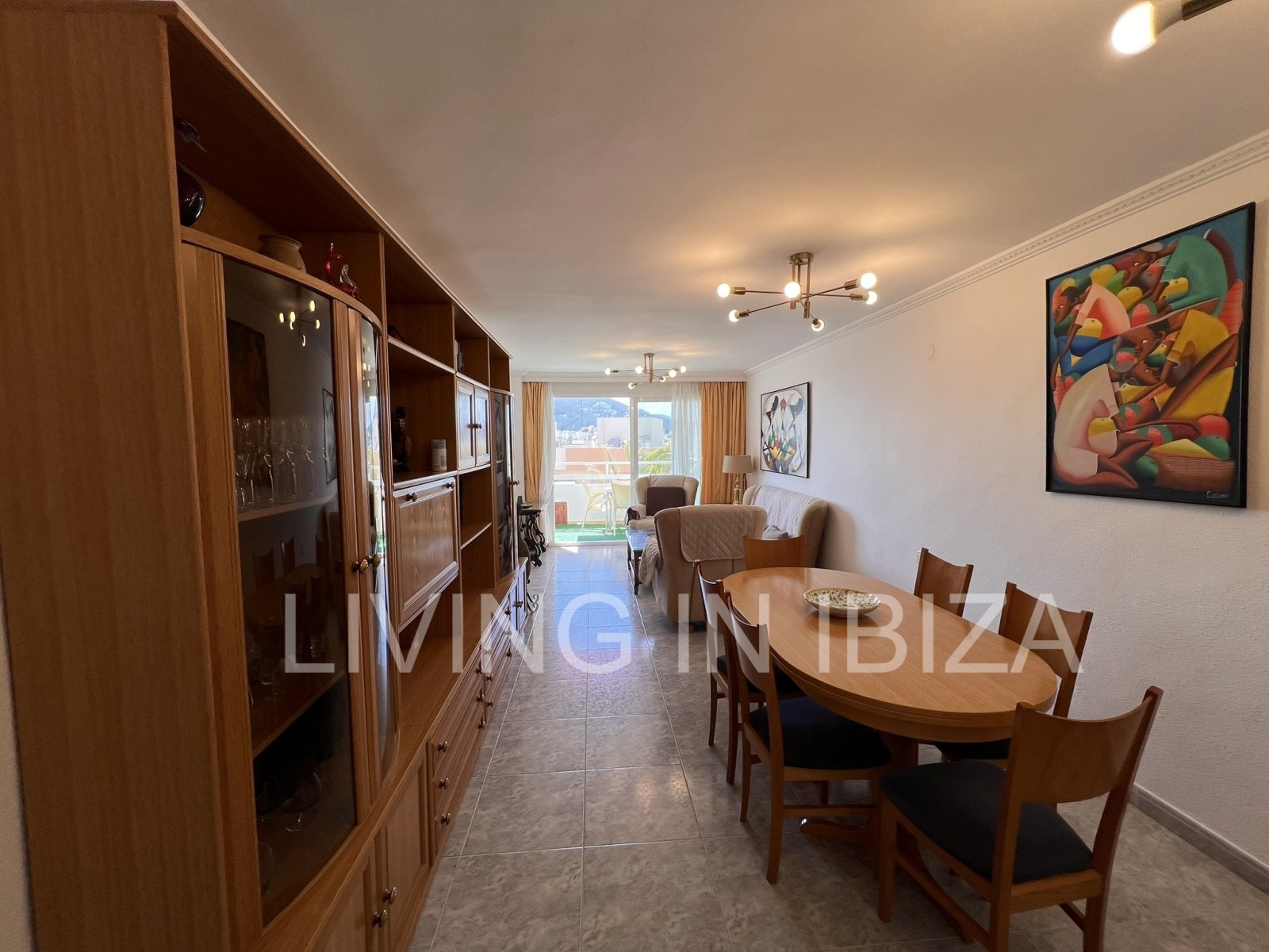 Short-term let. August and September. Flat with sea views, 100 metres from the seafront promenade and the sandy beach at Santa Eulalia del Río. Ibiza.