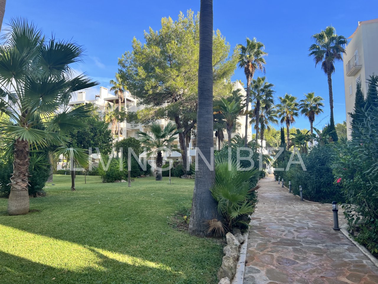 Impresionante piso de lujo en alquiler anual a unos 3 km de San Carlos, en la isla de Ibiza. 4 habitaciones, 3 baños, vistas al mar y chimenea.
